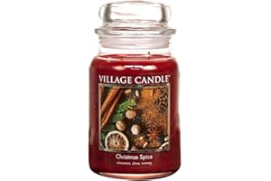 Village Candle Christmas Spice, Large Glass Apothecary Jar Scented Candle, 21.25 oz, Red