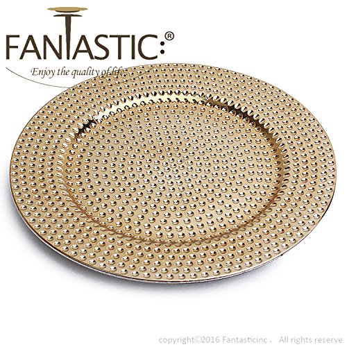 Fantastic:)™ Round 13 Inch Plastic Charger Plates with Eletroplating Finish (6, Hammer Gold)