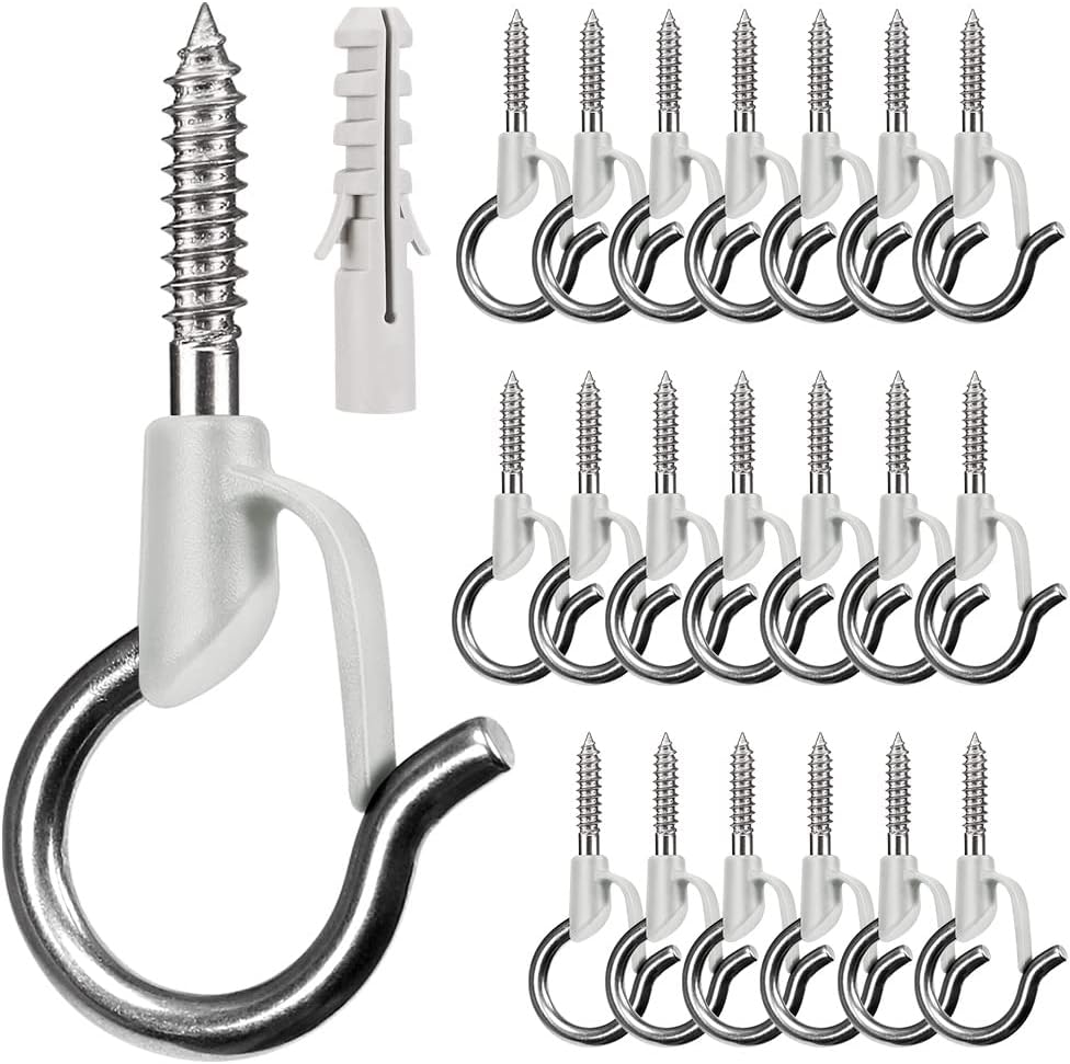 Outdoor Hanging Brackets - BeneLabel Q-Hangers - 20 Pack - White - Easy Release Hooks for Hanging Outdoor Lights and Decorations