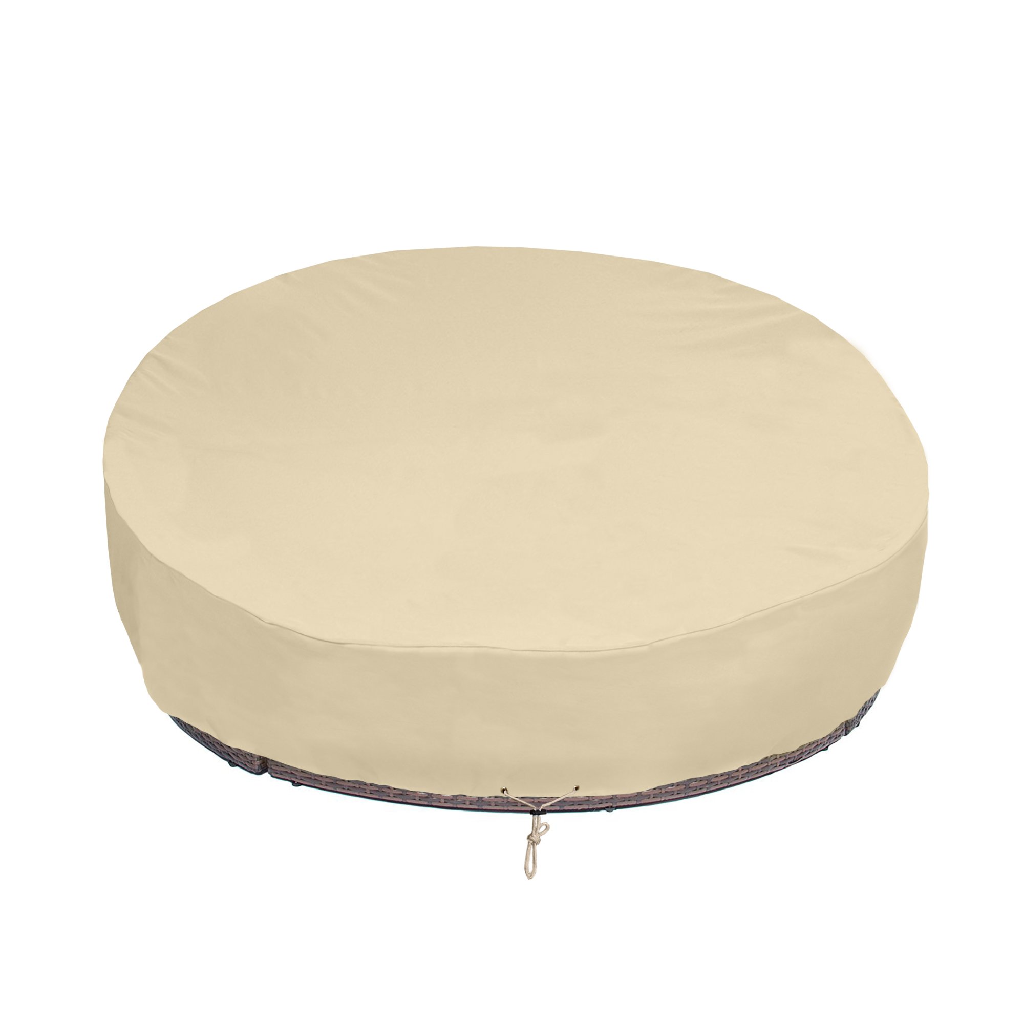 Photo 1 of SunPatio Round Patio Daybed Cover 88 Inch, Heavy Duty Waterproof Outdoor Canopy Daybed Sofa Cover with Taped Seam, 88"L x 85"W x 35"/16"H, All Weather Protection, Beige