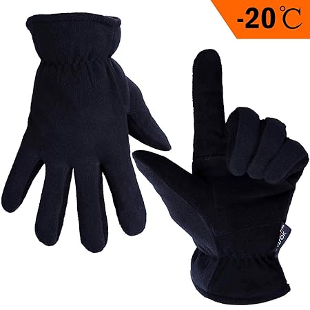 OZERO Thermo lederhandschuhe,Winterhandschuhe mit Anti-Rutsch Palme und Dick Futter für Radfahren,Lauf,Aarbeit und Ski,für Da