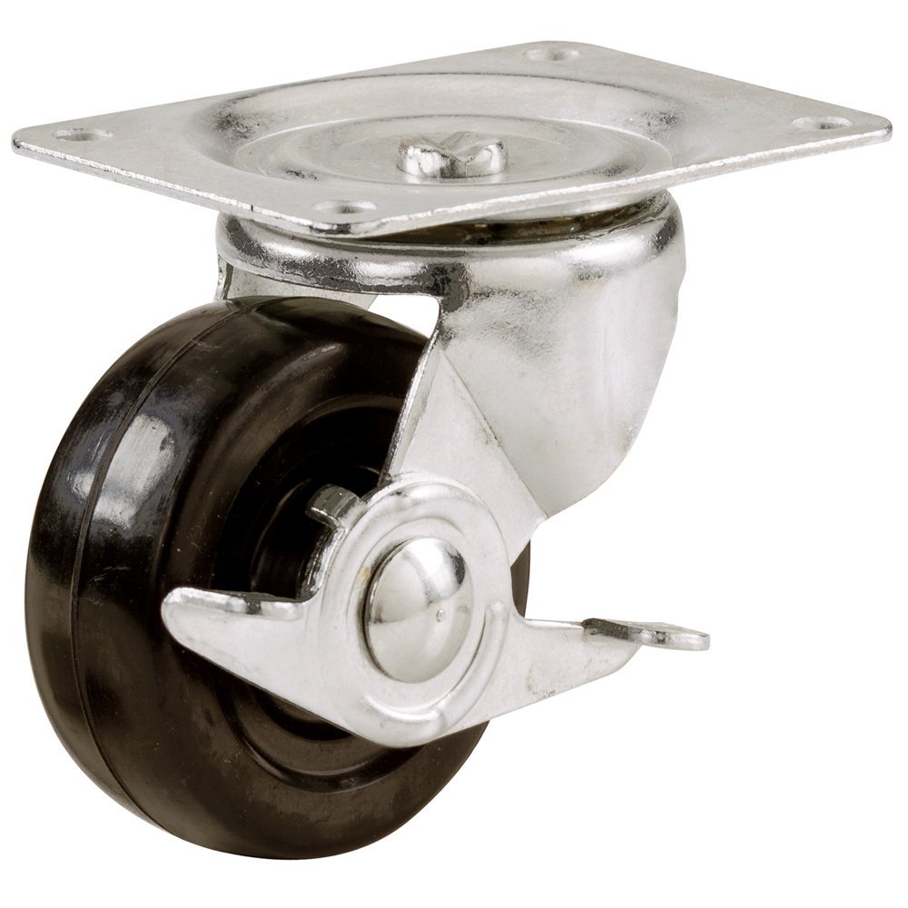 Shepherd Hardware 9509 Heavy Duty Swivel Caster with Brake, Black, 51mm, 2"