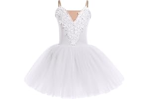 AFAVOM Toddler Ballet Leotards for Girls Glitter Tulle Skirt 2PCS Ruffle Sleeve Tutu Dresses with Hair Clip One Piece Outfits