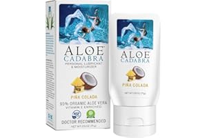 Aloe Cadabra Flavored Personal Lubricant and Vaginal Moisturizer, Organic Edible Aloe Lube for Men, Women and Couples, Non-Staining, pH Balanced, Toy Compatible (Pina Colada, 2.5 Ounces, 1 Pack)
