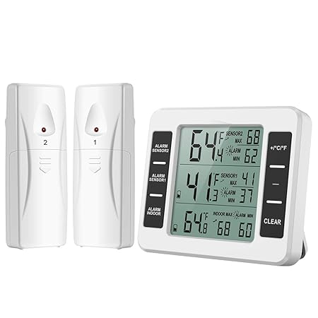 [Neue Version] ORIA Kühlschrank Thermometer Gefrierschrank Thermometer, Kühlschrankthermometer Innen und Außen Thermometer mi