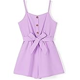 PATPAT Girls Summer Rompers with Pockets 5-14 Years Cami Spaghetti Strap Hawaiian Romper with Belt