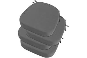 idee-home Outdoor Chair Cushions Set of 4, Thick 3" Outdoor Cushions Patio Furniture with Ties, Waterproof Patio Chair Pads Seat Dining Chair Cushions 17" x 16" x 3" Medium Grey