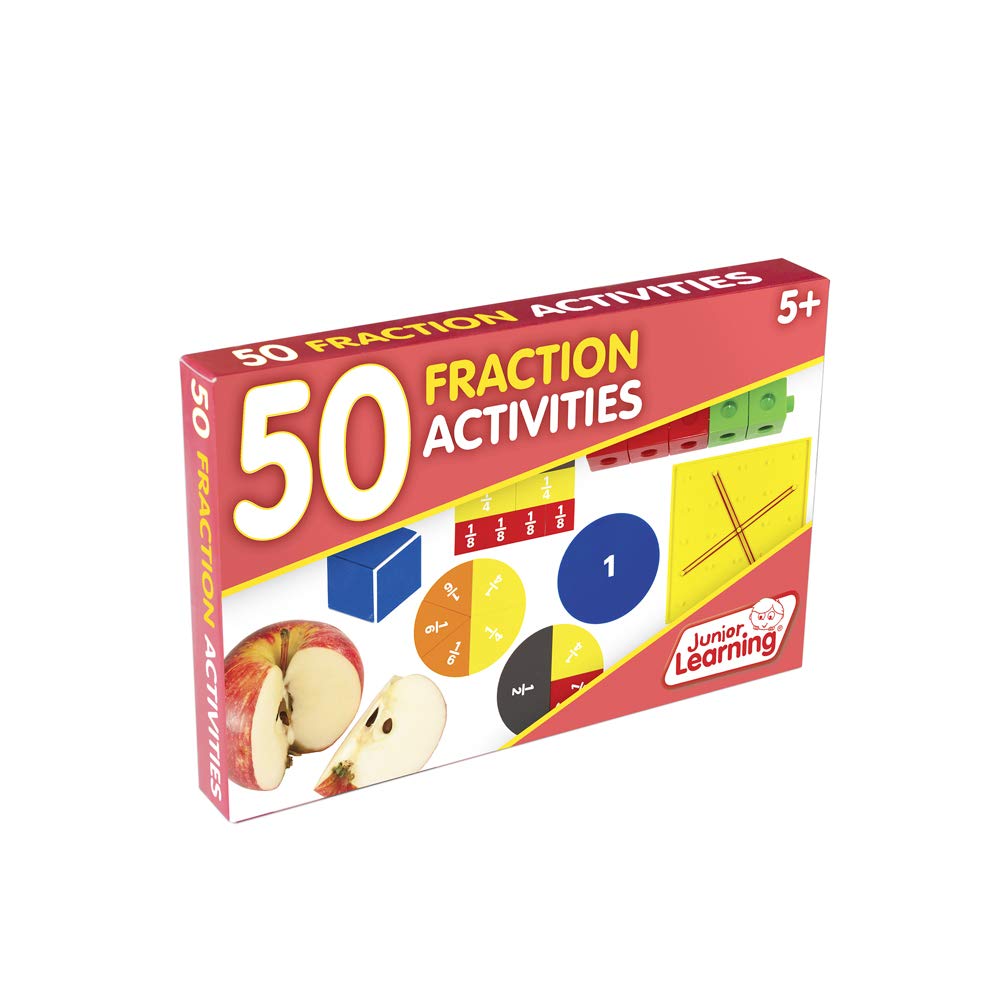 Junior Learning 50 Fraction Activities | Numeracy Activity Flashcards | Ages 5-9+, Year 1-5, Key Stage 1-2