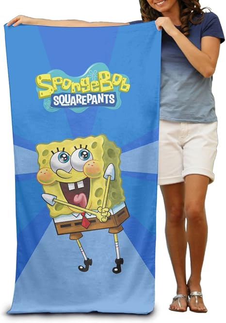 Amazon Co Jp Primeeeスポンジボブロゴビーチタオル ホーム キッチン