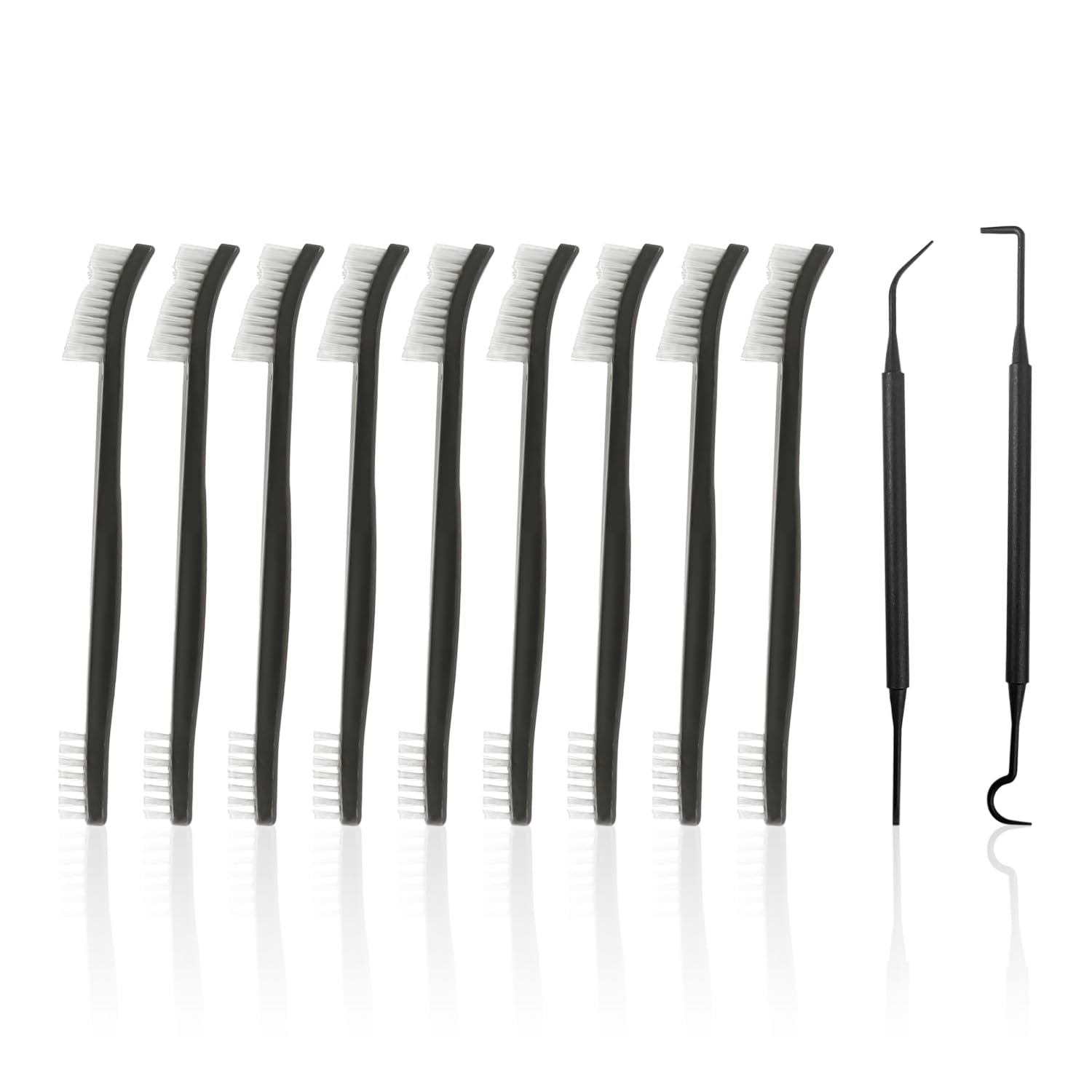 11pcs Cleaning Set - Nylon Double-ended Brush, Hard Bristle Crevice & Multi-purpose Brushes, Suitable for Kitchen & Bathroom