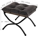 HollyHOME Foot Stool Foldable Velvet Ottoman with Metal Legs Dark Gray view 7