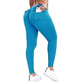 SEASUM Workout Leggings with Pockets for Women Tummy Control V Back Scrunch Butt Lifting Gym Yoga Cargo Boot Leggings