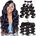 Star Show 9A Brazilian Hair Body Wave Bundles with Frontal Closure 13x4 Ear To Ear Lace Frontal Closure with Bundles Natural Color 18 20 22 with 16 Inch Frontal Closure