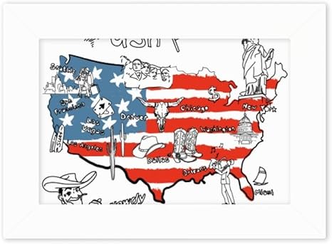 Amazon Co Jp Diythinker アメリカ地図 自由な言葉 イラスト フォトマウント フレーム ピクチャーアート 絵画 デスクトップ 5x7インチ ホーム キッチン