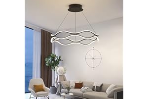 Mikeru Modern LED Pendant Light, with Remote 3000k-6500k Dimmable Crown Shape LED Modern Chandelier for Kitchen Dining Room Bedroom Kitchen Island Cafe (Aluminum-Black)