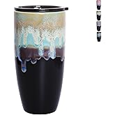 Bosmarlin Ceramic Travel Coffee Cup with Lid, 21 oz, Portable Coffee Mug for Car Cup Holder, Microwave Safe, Reactive Glaze (Pastel Blue)