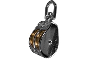 Metal Alloy Swivel Double Wheel Rope Pulley Single Pack - 1 1/2 Inche Sheave Height - Fits 5/16 Inch Rope - for Hoisting, Han