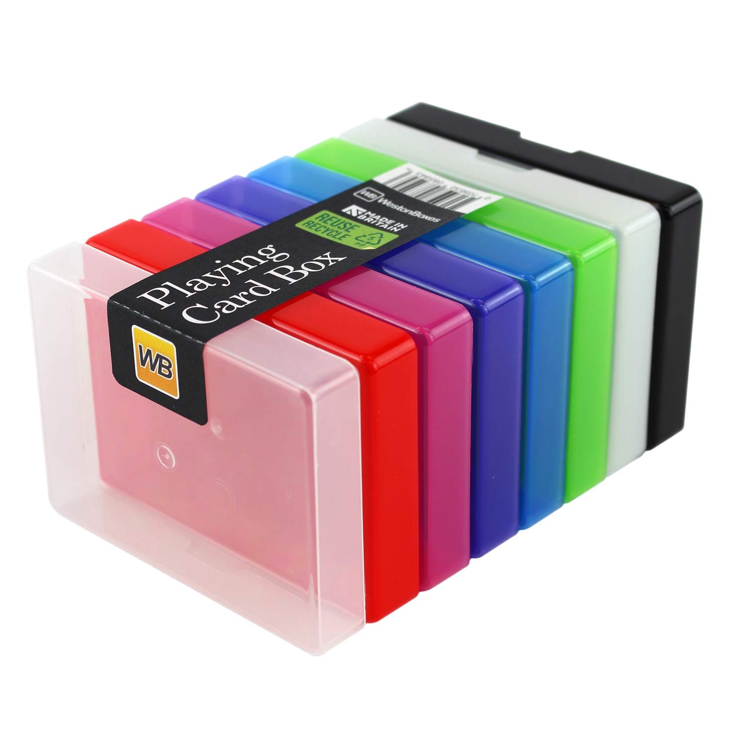 WestonBoxes Plastic Playing Card or Poker Card Storage Boxes 15mm Deep - Also Stores Magic the Gathering Cards (Mix, Pack of 8)