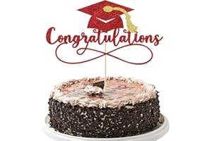 YUINYO Congratulations 2025 Graduation Cake Topper,Congrats Grad Cake Decor - 2025 High School; College;Senior Graduation Party Decorations Supplies (Red Gold)