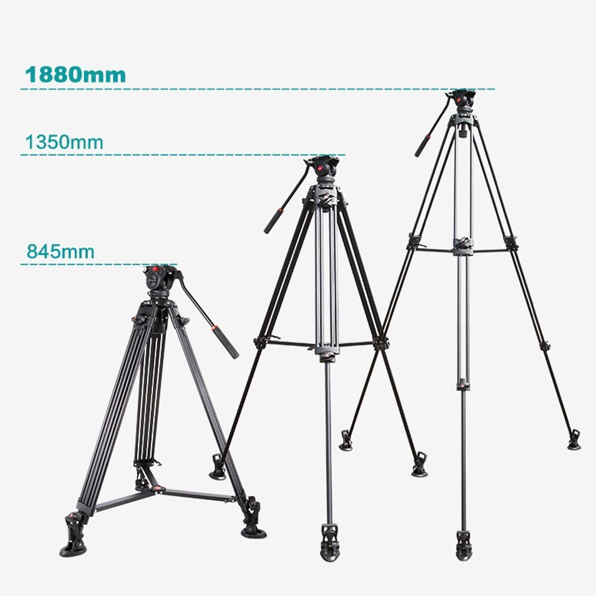 VILTROX VX-18M Professional Aluminum alloy Heavy Duty Video Camera Camcorder Panorama Tripod with Fluid Drag Head for DSLR Video Recorder,188cm/74" inch - Image 4