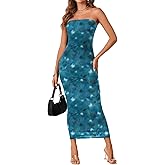 Rooscier Women's Mesh Strapless Off Shoulder Fitted Slim Bodycon Long Dresses