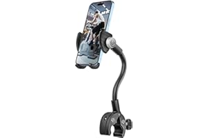 woleyi Gooseneck Phone Mount for Treadmill, Spin Bike Phone Holder Handlebar Clamp for Exercise Bike Peloton, Stationary Indo