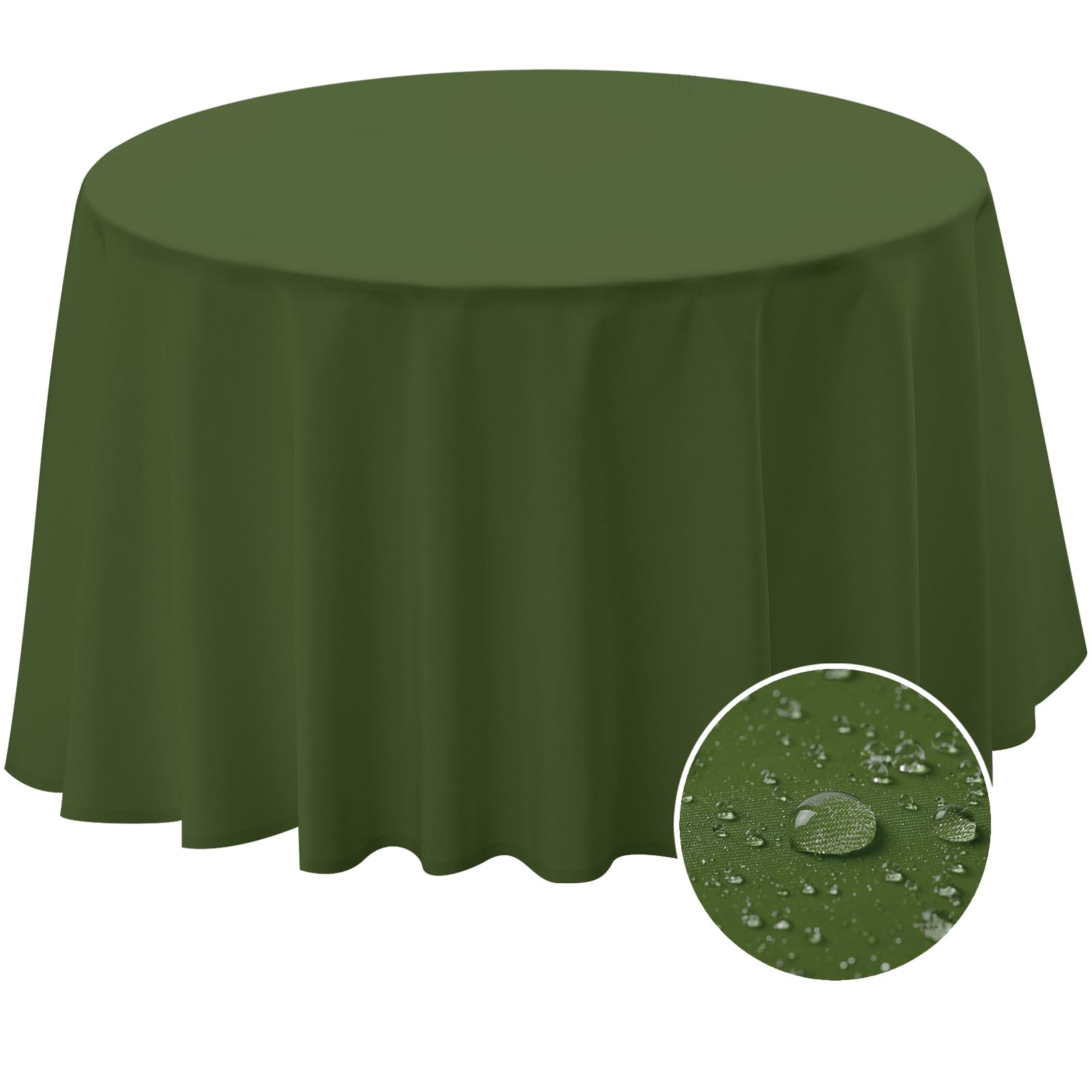 Photo 1 of BYDOLL Table Cloth 60 Inch Round Tablecloth Fits Max50 Inch Diameter Table Top,Green Polyester Washable Wrinkle-Free Spillproof Tablecloth for Party Patio Cover