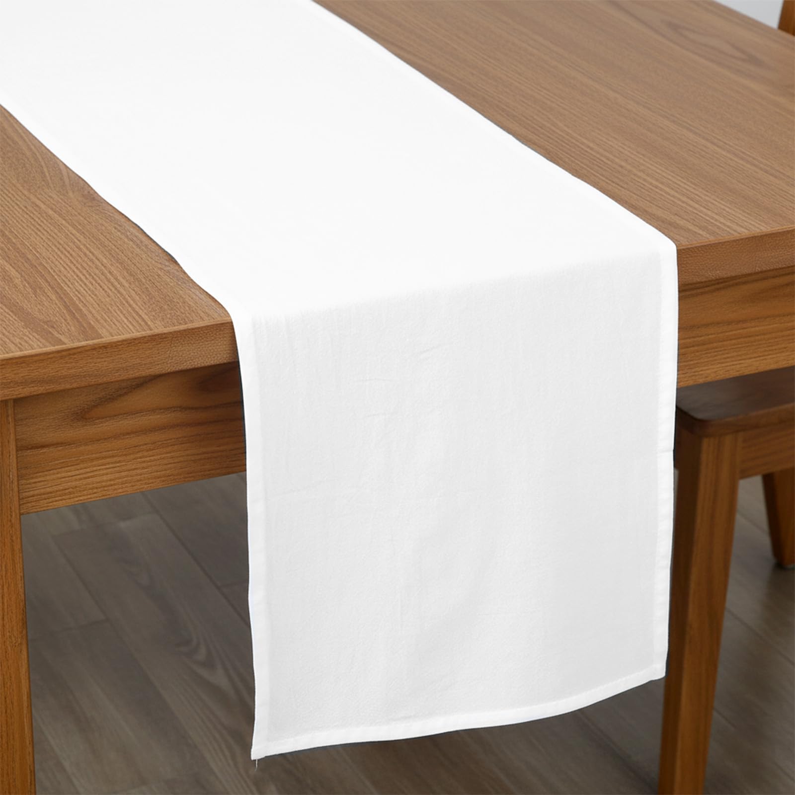 Photo 1 of 13 x 63 Inch White Table Runner Linen Textured Border Table Runner Rustic Tables Runners Plain Tables Decor Cotton Runners for Wedding Banquet Birthday Party Decoration