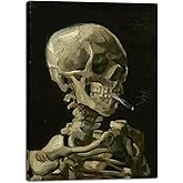 Wieco Art Skull of a Skeleton with Burning Cigarette, 1886 by Vincent Van Gogh Canvas Wall Art for Home Decor and Wall Decor Post-impressionism Canvas Prints Pictures Artwork