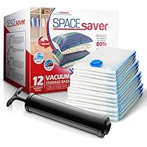 12-Pack Vacuum Storage Bags With Electric Pump - Space Saver Bags For Clothing & Bedding