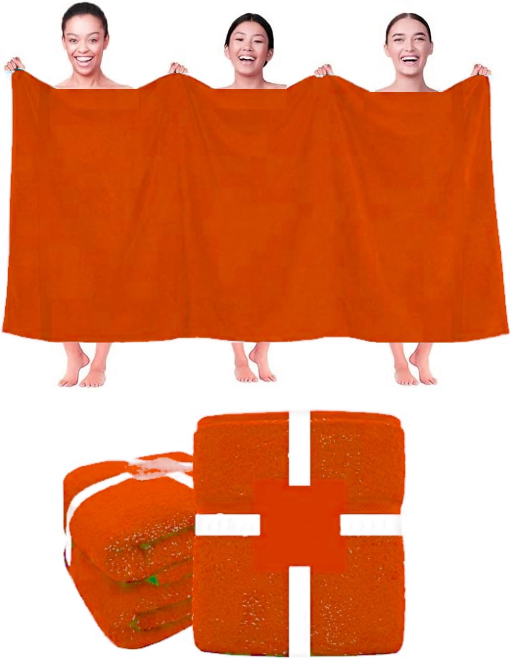 Textile Do 2 X Super Jumbo Charcoal Bath Sheets (100 x 200 cm) 100% Egyptian Cotton Extra Large Bath Sheet Towels Body Wrap Beach Towels (2, Orange)