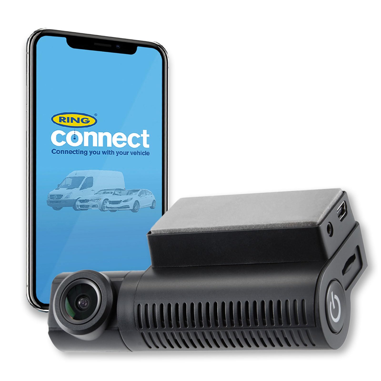 Ring Automotive RSDC4000 Ultra Slim Compact Smart Dash Cam with GPS WiFi Full HD 1440p 30fps G-Sensor Ring Connect App Front Car Camera Dashcam Rear Compatible, Black