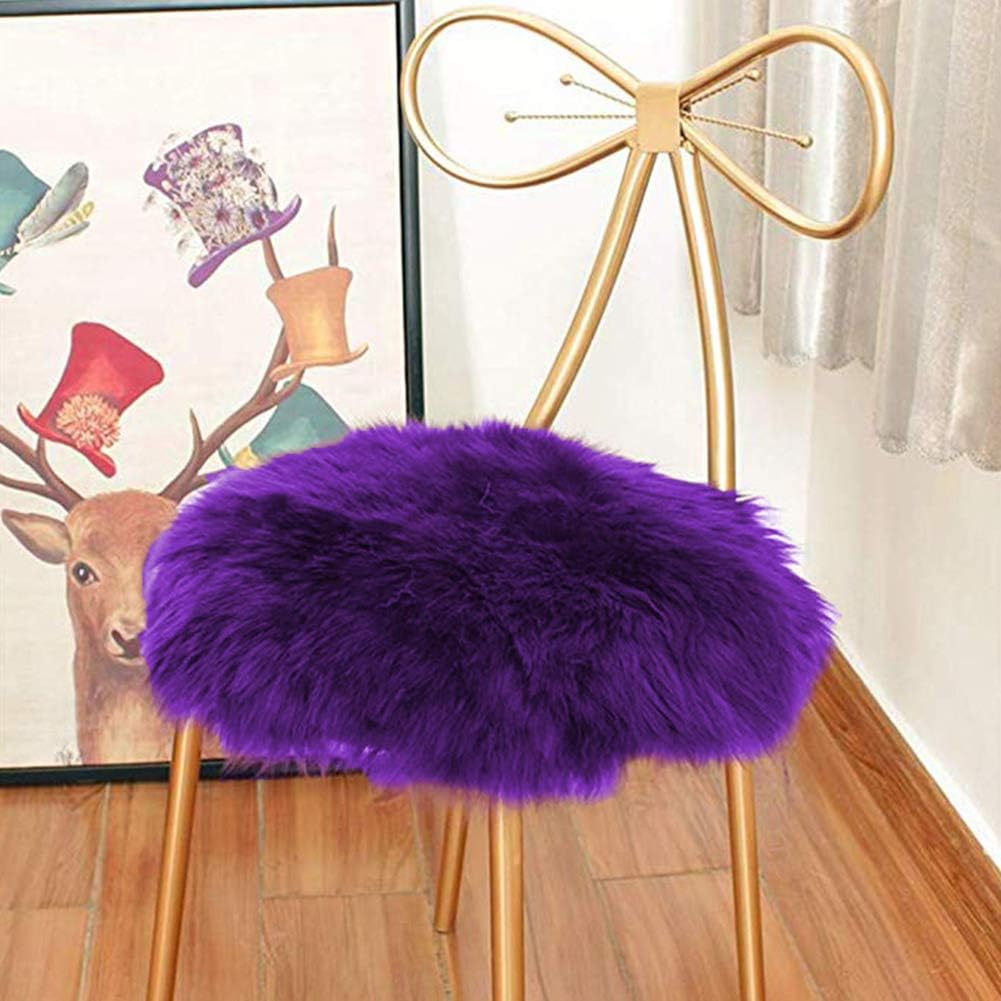 Eanpet Faux Sheepskin Chair Pad 18 x 18 Round Cover Seat Cushion Pad Soft Fluffy Area Rug for Area Rugs for Chair Seat Pad Couch Pad Area Natural Rugs,Purple