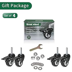 8T8 2 Inch Caster Wheels with Brake, PU Casters Set