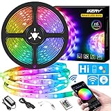 WiFi LED Strips Lights,IP65 Waterproof Smart LED Strip Kit RGB LED Strip Lights Music Sync, Voice Control Compatible with Alexa Echo, Google Assistant, Decoration for Home Garden Party Bar (16.4ft)