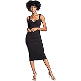 Dress The Population Womens Sloane Rounded V Neck Bodycon Midi Dress