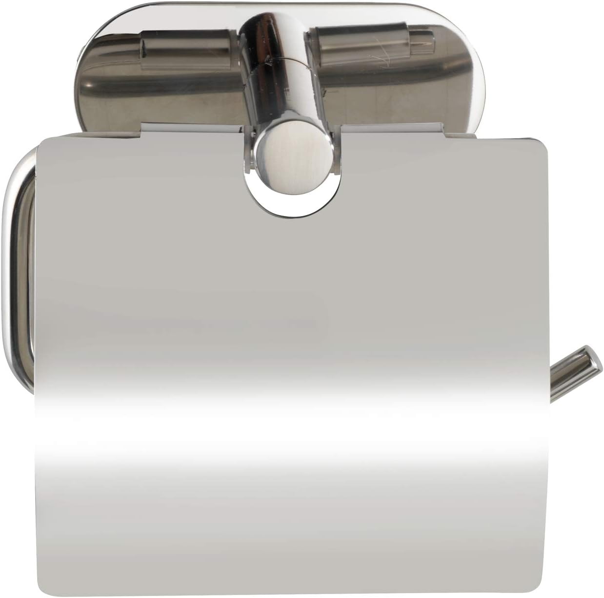WENKO Turbo-Loc Orea Shine Toilet Roll Holder with Lid, No Drilling Required - Image 3