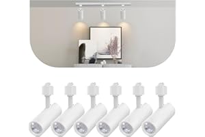 Arcfox 15W 3000K LED H Type Track Lighting Heads White Dimmable 3 Wire Single Circuit Track Light Fixtures Ceiling Adjustable for Living Room Store Exhibition Accent Shopping Mall 1200LM 6 Pack