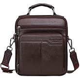 Hebetag Small Leather Shoulder Bag Crossbody Pack for Men Outdoor Travel Business