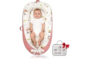 Meindoovm Baby Lounger | Organic Cotton Infant Lounger | Reversible, Adjustable & Portable Floor Lounger | Soft, Breathable, Washable Cover