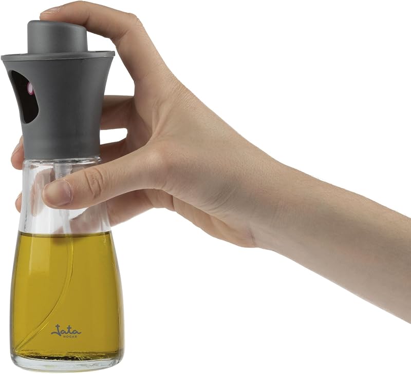HOGAR HACC4545 - Pulverizador de Aceite para Cocina 150 ml, Spray de Aceite de Vidrio Reutilizable, Dosificación Uniforme, Pulverizador para Air Fryer, Ensaladas, Barbacoa, Sin BPA