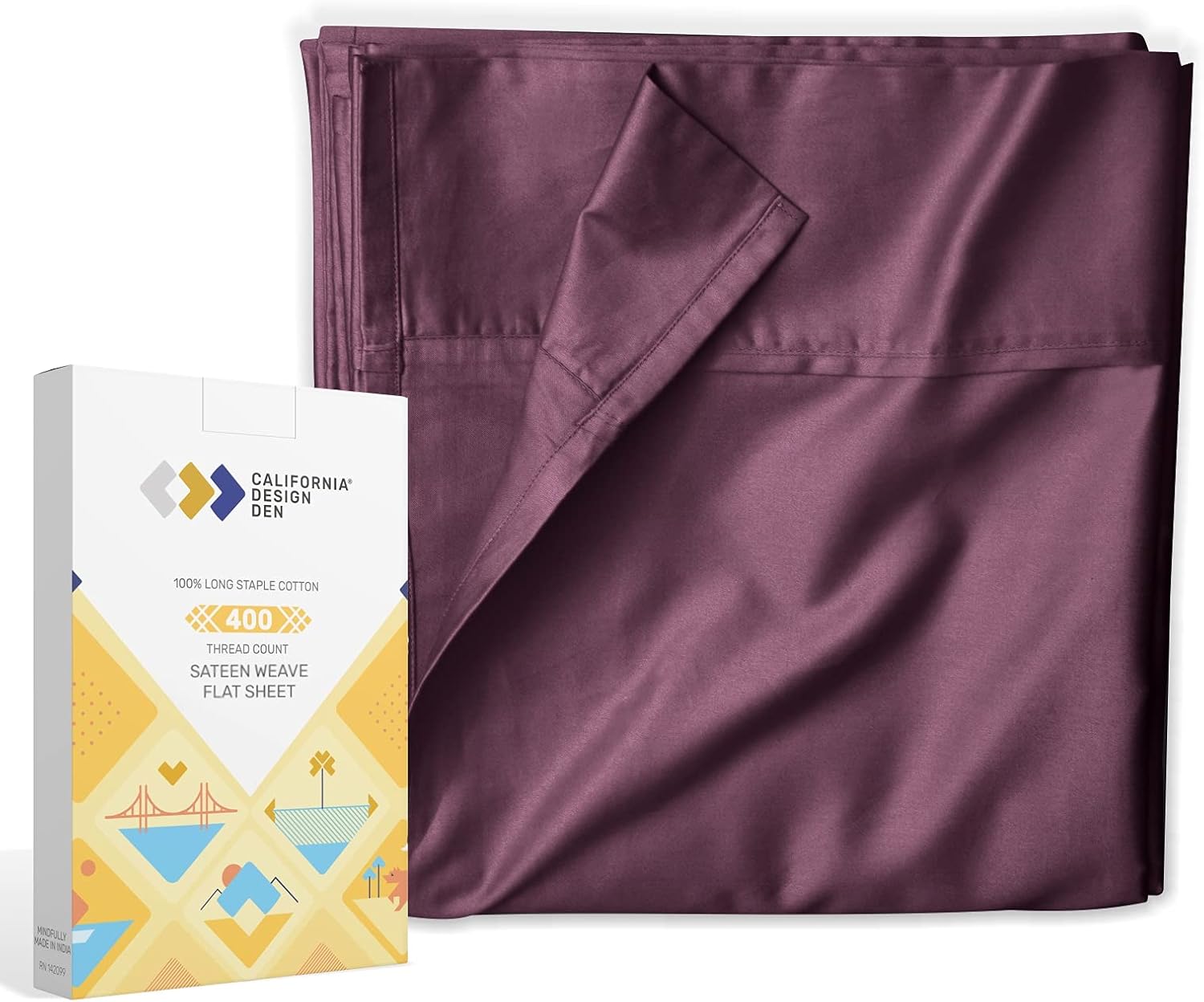 Amazon Com Cal King Flat Sheet Only 1 Piece Solid Soft Plum Top Sheet Sold Separately Natural Cotton 400 Thread Count Wrinkle Resistant Sateen Weave Bedsheet Kitchen Dining