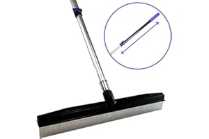 A-TO-Z SUPPLY Room Groom PET Carpet Rake and Groomer with Telescoping 54 Inch Adjustable Handle, Rugs, and Artificial Turf, Purple Grip, Black/Purple