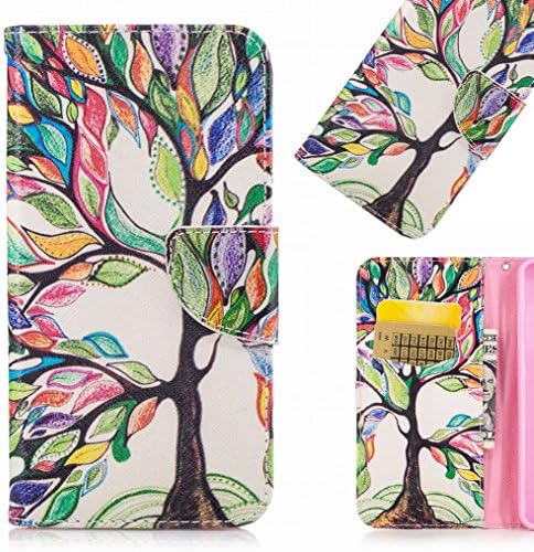 LEMORRY Samsung Galaxy S8 Case Leather Flip Wallet Pouch Slim Fit Bumper Protection Magnetic Strap Stand Card Slot Soft TPU Cover for Galaxy S8, Lucky Tree