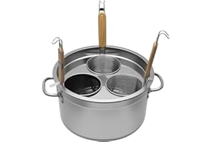 CWTRLPC Pasta Pot with Strainer Insert,Noodle Cooker with Strainer Baskets,Stainless Steel Ramen Spaghetti Boiling Pot with Lid for Commercial Use,3 Holes