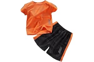 Unisex Girls Boys Athletic Shorts Set 2 Piece Summer Clothes Outfit Quick Dry Breathable Mesh Tee and Shorts Sizes 1-12 Years
