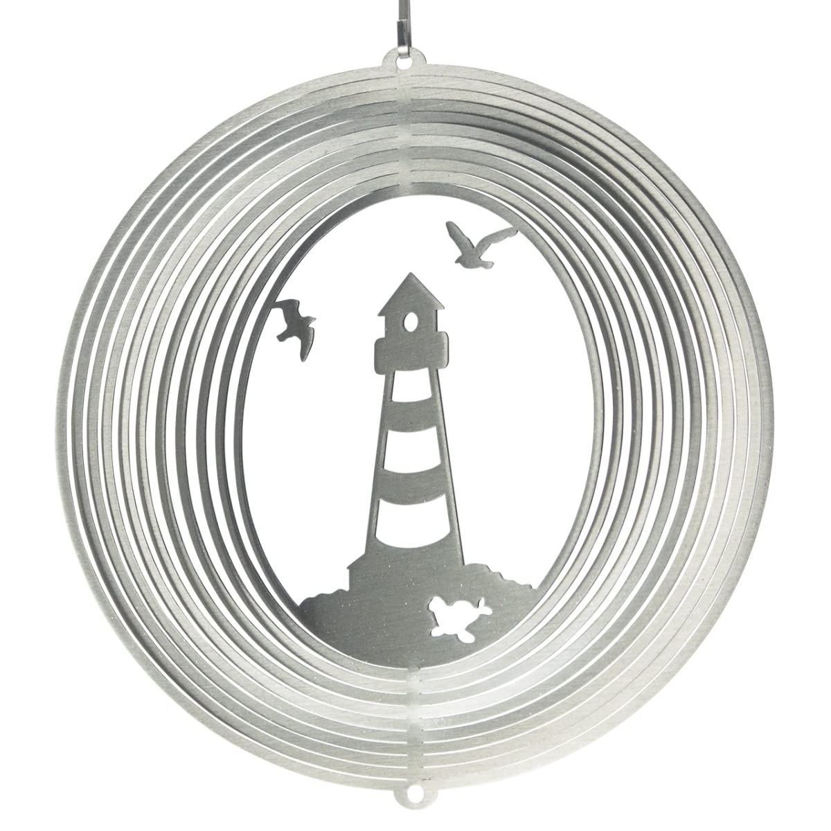 CIM Stainless steel wind spinner - LEUCHTTURM LIGHTHOUSE 180 - light reflecting - diameter: 18cm - including ball bearing swivel and hook