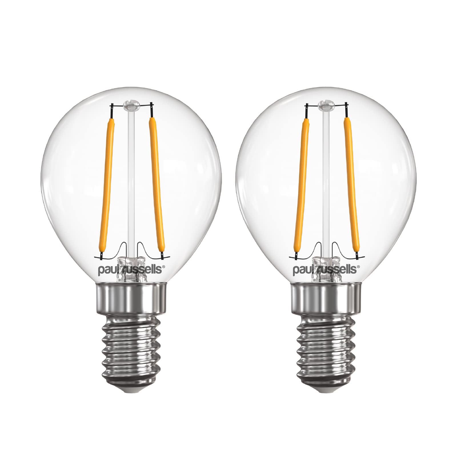 Paul russells LED Filament Golf Ball Light Small Edison Screw E14, 25w Equivalent 2.5W 250LM Mini Globe G45 LED Bulbs, 2700K Warm White, Energy Saving Chandelier Non-Dimmable Lightbulbs, 2 Pack
