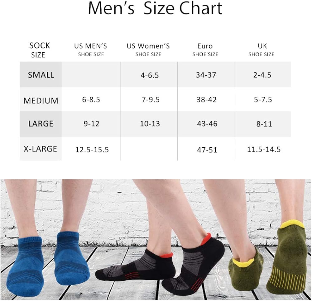 Mens Ankle Low Cut Athletic Tab Socks for Men Sports Comfort Cushion Sock 6 Pack, Multicoloured, Sock Size 10-13 at  Men’s Clothing store