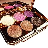 BeautyXTP Women Waterproof 6 Colors Make UP Glitter Eyeshadow Palette with Brush (Type1)